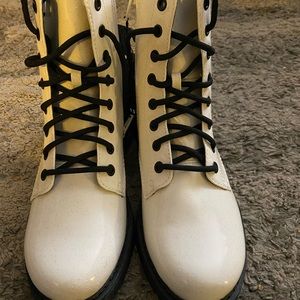 White combat boots